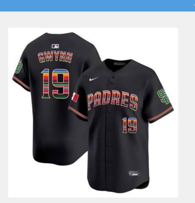 Men San Diego Padres #19 Gwynn black 2025 Nike MLB jersey->new york giants->NFL Jersey